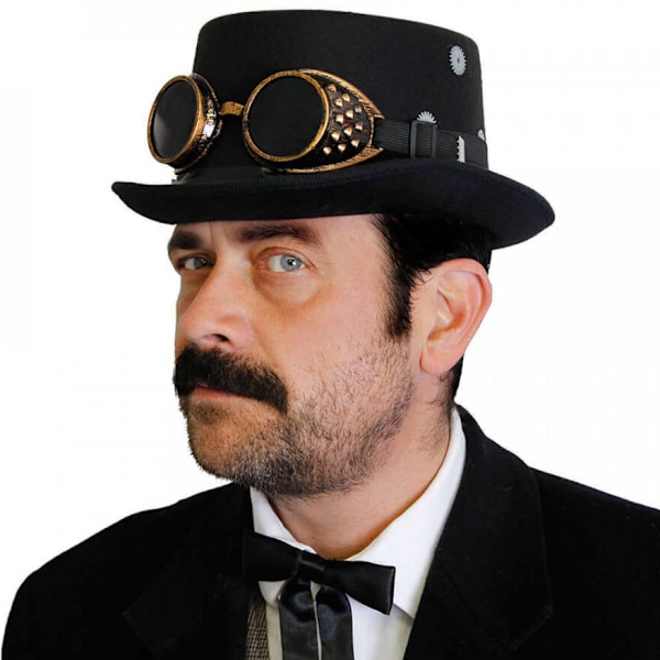 Bristol Novelty Unisex Steampunk Topphatt Och Glasögon En Storlek Black/Bronze One Size