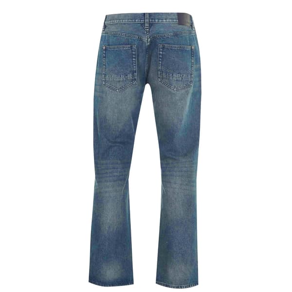 Firetrap Herr Tokyo Bootcut Jeans i Bomull 30S Blå Tvätt Blue Wash 30S