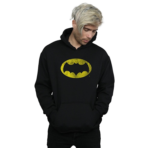 DC Comics Herr Batman TV-serie Distressed Logo Hoodie 3XL Svart Black 3XL