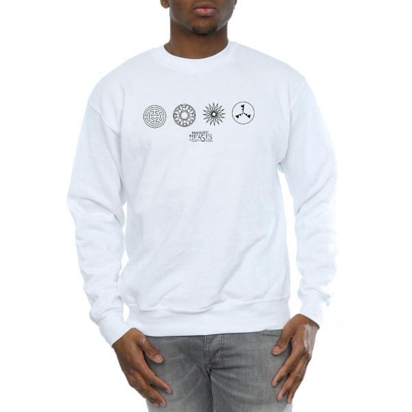 Fantastic Beasts Mens Circular Icons Sweatshirt 3XL Vit White 3XL