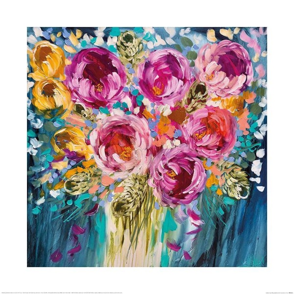 Amanda Brooks Golden Tulip, Peony & Banksia Poster 60cm x 60cm Pink/Blue/Yellow 60cm x 60cm