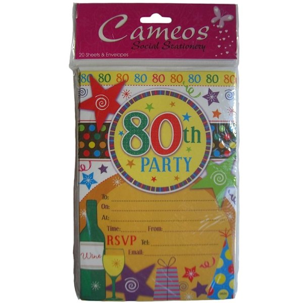 Cameos 80-årsinbjudningar (20-pack) En storlek Flerfärgad Multicoloured One Size