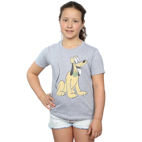 Disney Girls Pluto Sitting Bomull T-shirt 7-8 År Sports Grey Sports Grey 7-8 Years