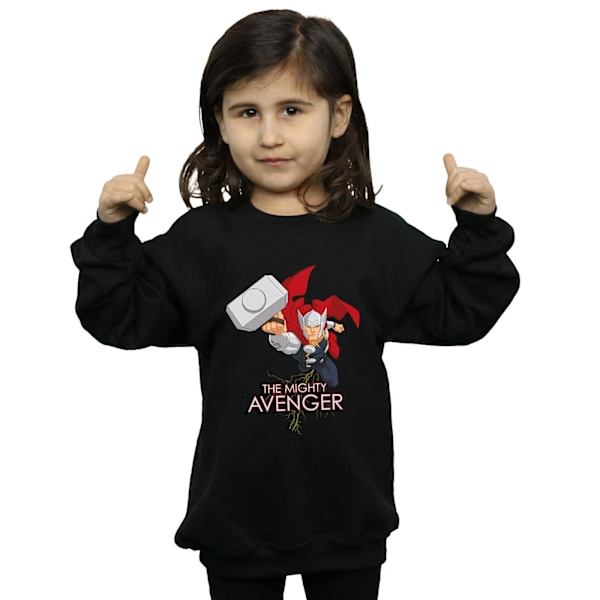 Marvel Girls Thor The Mighty Avenger Sweatshirt 9-11 år Svart Black 9-11 Years