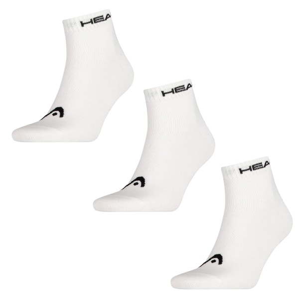 Head Mens Quarter Socks (Pack med 3) 2,5 UK-5 UK Vit/Svart White/Black 2.5 UK-5 UK