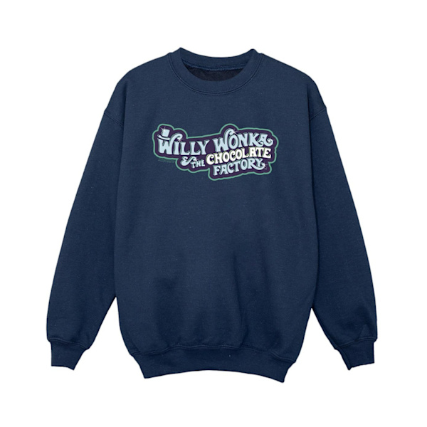 Willy Wonka Boys Chocolate Factory Logo Sweatshirt 12-13 år Navy Blue 12-13 Years