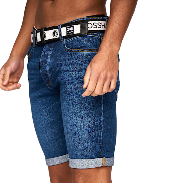 Crosshatch herr Reestier denimshorts 34R mellanblå tvätt Mid Wash 34R