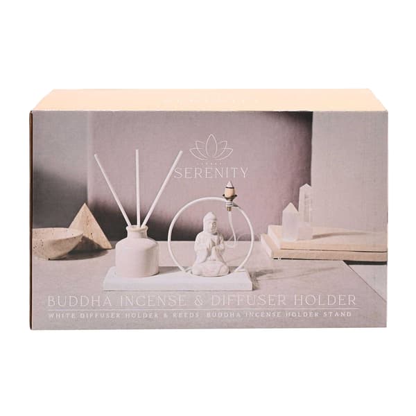 Serenity Sittande Buddha Rökelse Presentförpackning One Size Vit White One Size