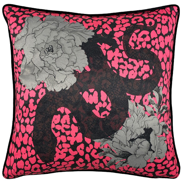 Furn Serpentine Kuddeöverdrag med Djurtryck, En Storlek, Svart/Rubin Black/Ruby One Size