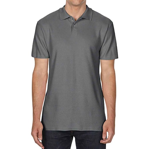 Gildan SoftStyle Double Pique Polotröja för Herr XL Kolgrå Charcoal XL
