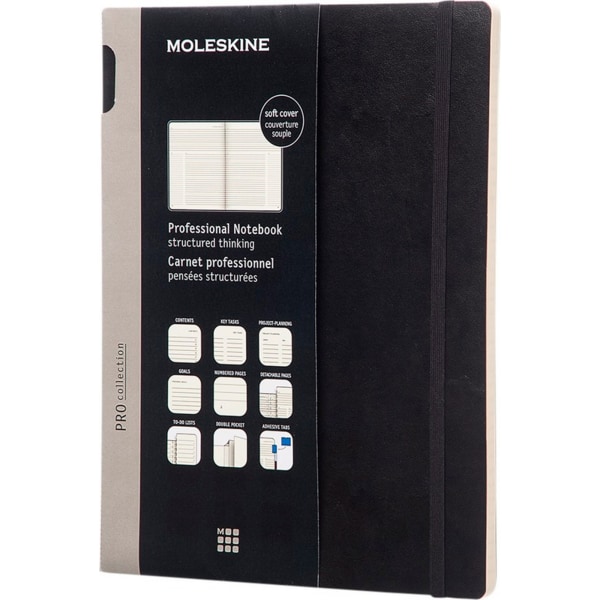 Moleskine Pro XL Soft Cover Notebook One Size Solid Black Solid Black One Size