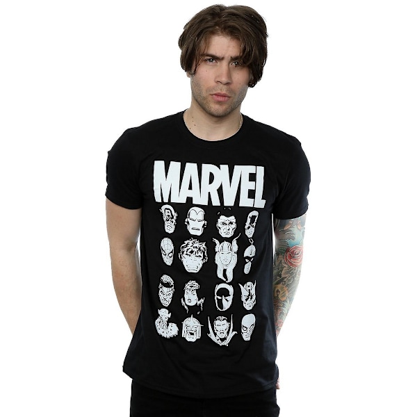 Marvel Comics Herrhuvud Bomull T-shirt L Svart Black L