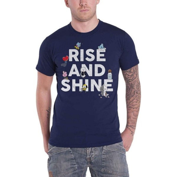 BT21 Unisex Vuxen Rise And Shine T-shirt i bomull S Marinblå Navy Blue S