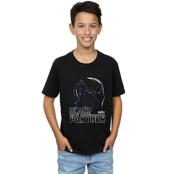 Avengers Infinity War Boys Black Panther Bomull T-shirt 7-8 år Black 7-8 Years