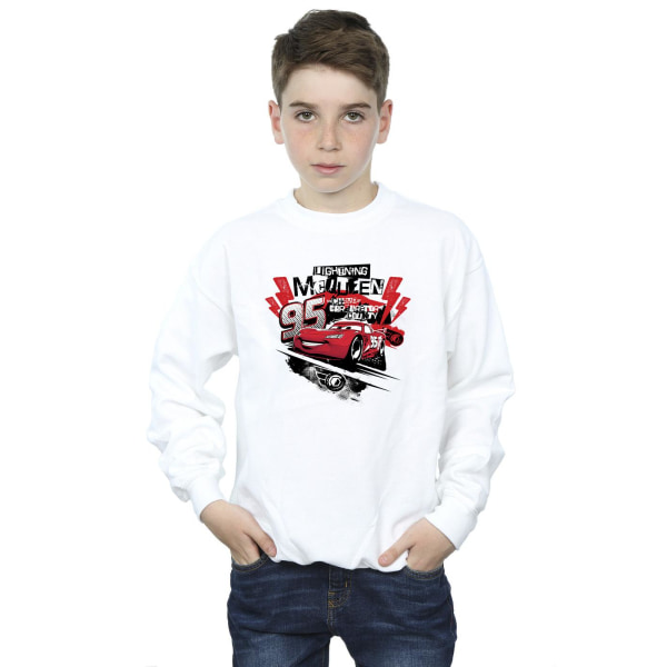 Disney Boys Cars Lightning McQueen Collage Sweatshirt 7-8 år White 7-8 Years