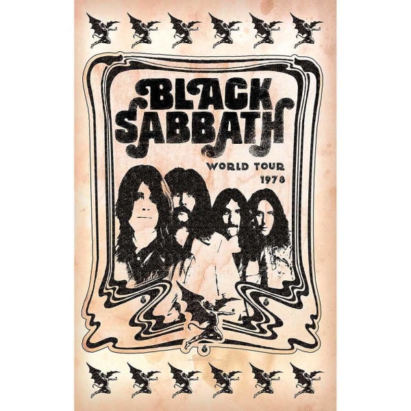 Black Sabbath World Tour 1978 Textilaffisch 106cm x 70cm Cream Cream/Black 106cm x 70cm