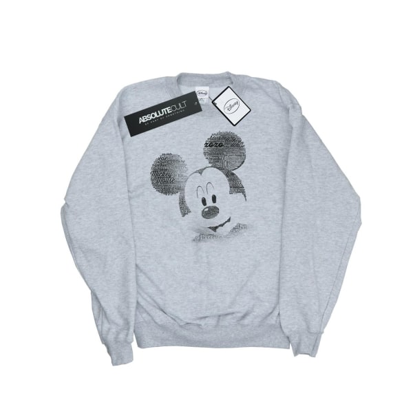 Disney Dam/Dam Musse Pigg Text Face Sweatshirt XL Heath Heather Grey XL