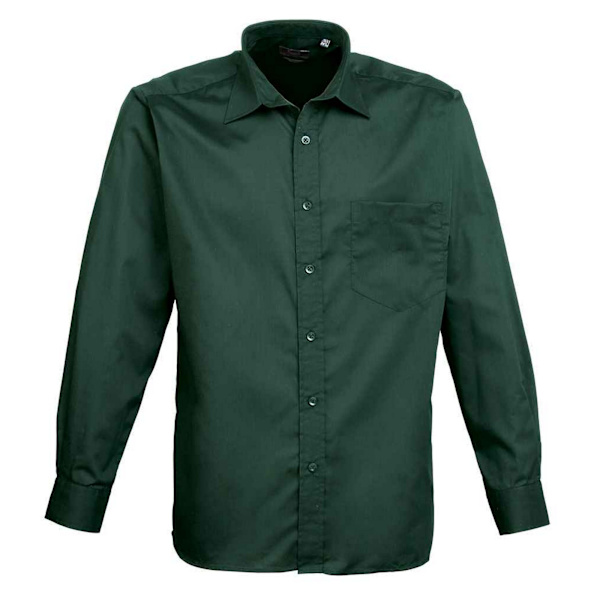 Premier Herr Poplin Långärmad Skjorta 15.5 i Flaskgön Bottle Green 15.5 in