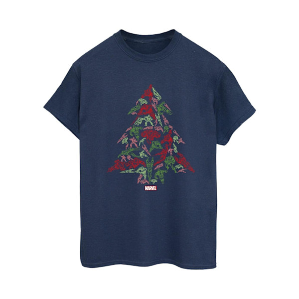 Marvel Dam/Damer Avengers Julgran Bomull Boyfriend T-shirt Navy Blue XXL