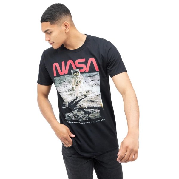 NASA Aldrin T-shirt för män M Svart/Vit/Röd Black/White/Red M
