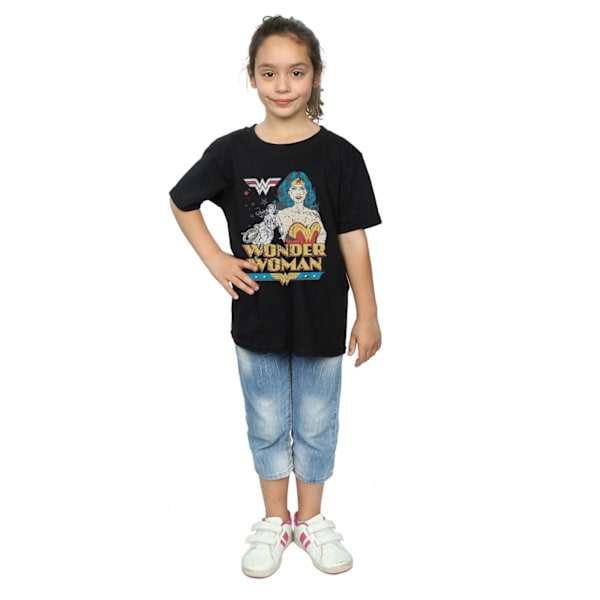 DC Comics Girls Wonder Woman Posing Bomull T-shirt 12-13 år Black 12-13 Years