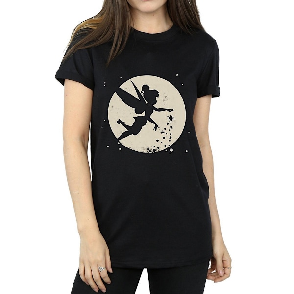 Tinkerbell Dam/Kvinnor Måne Bomull Boyfriend Crop T-Shirt 3XL Black 3XL