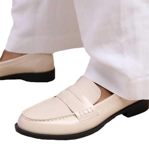 Where's That From Dam/Damer Houston Lackläder Slip-on Cream 8 UK Wide