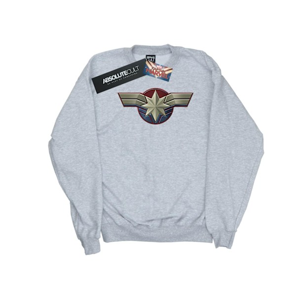 Marvel Dam/Kvinnor Captain Marvel Bröst Emblem Sweatshirt S S Sports Grey S