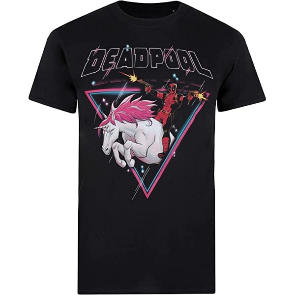 Deadpool Mens Unicorn T-Shirt 4XL Svart/Rosa/Vit Black/Pink/White 4XL