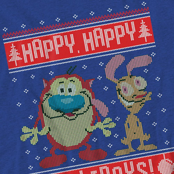 Ren & Stimpy Unisex Vuxen Glad, Glad Helg Jul Tröja Royal Blue L