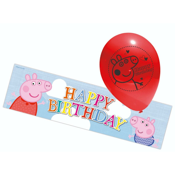 Greta Gris Grattis på födelsedagen Banner med Ballonger Set (6-pack) O Multicoloured One Size