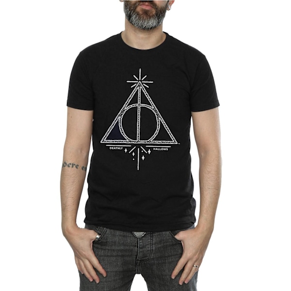 Harry Potter T-shirt i bomull med dödsrelikerna, storlek XXL, svart Black XXL