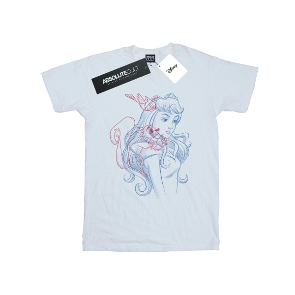 Disney Girls Aurora Animals Sketch T-shirt bomull 5-6 år Whi White 5-6 Years