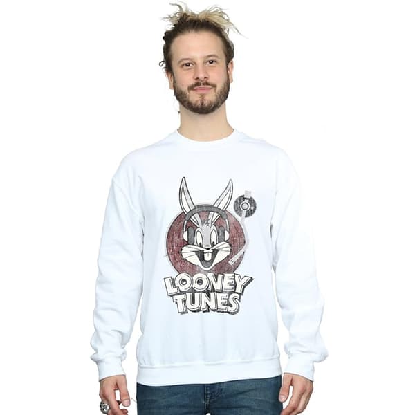 Looney Tunes Herr Bugs Bunny Cirkellogotyp Sweatshirt S Vit White S