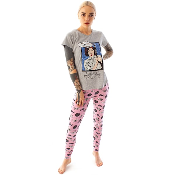 Star Wars Dam/Dam Princess Leia Pyjamas Set M Grå/Rosa Grey/Pink M