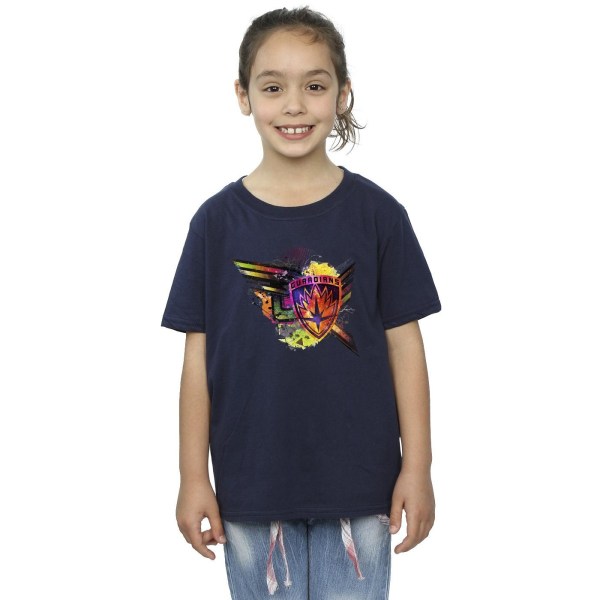 Marvel Girls Guardians Of The Galaxy Abstrakt Shield Chest Cott Navy Blue 5-6 Years