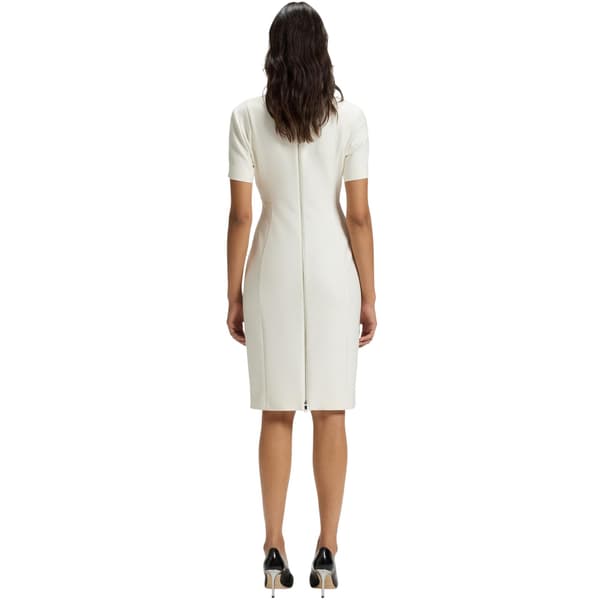 Boss Dam Damaisa V-ringad Slim Kortärmad Midiklänning White 10 UK