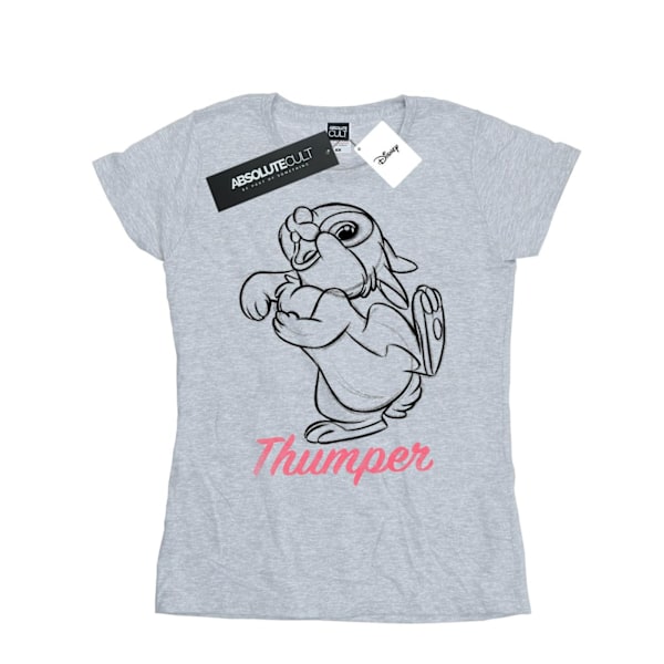 Disney Dam/Dam Bambi Thumper Linjeteckning Bomull T-shirt Sports Grey XL