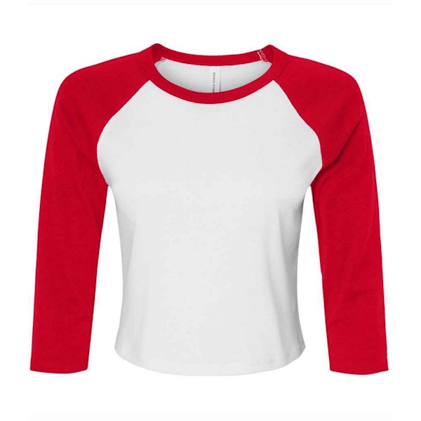 Bella + Canvas Dam/Damer Raglan 3/4 Ärm Klippt T-Shirt S W White/Red S