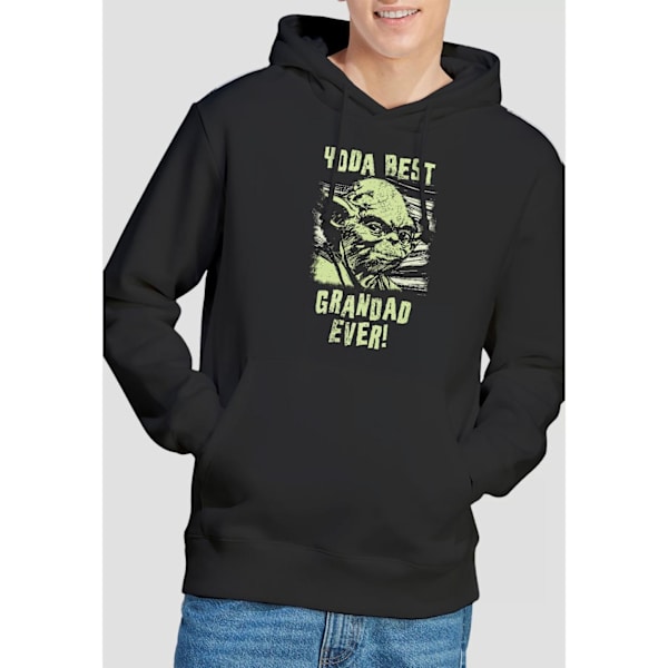 Star Wars Yoda Bäst Farfar Serietidningshuvtröja för Män XL Svart Black XL
