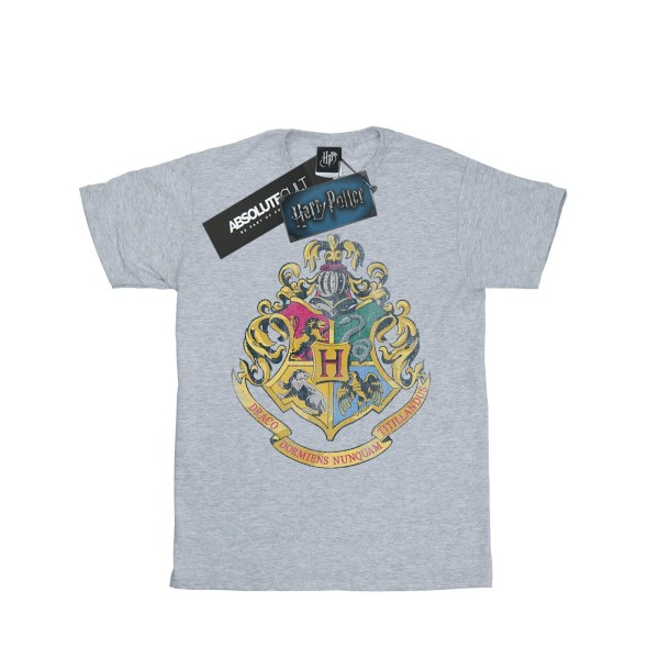 Harry Potter T-shirt i bomull med Hogwarts-vapen för flickor, 5-6 år, sportgrå Sports Grey 5-6 Years