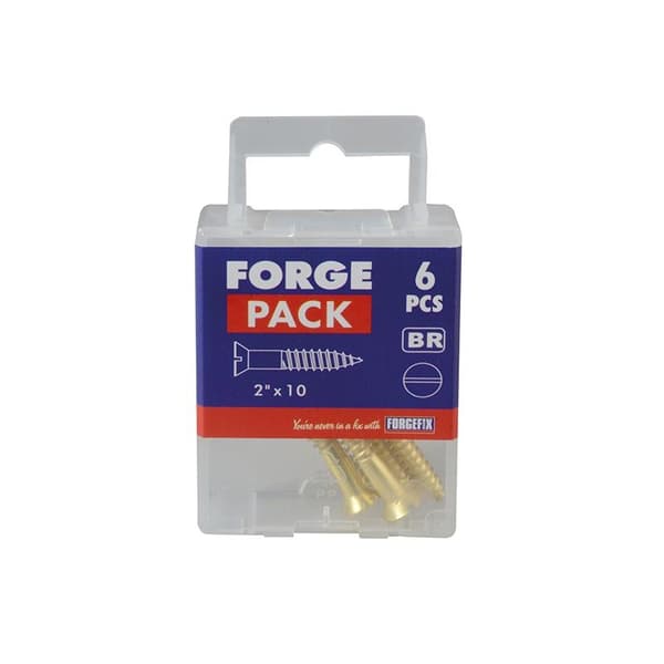 Forgefix Träskruvar, Spårskruv, Försänkt, Mässing 2 tum x 10 ForgePack 6 Multi Colour 2in x 10 ForgePack 6