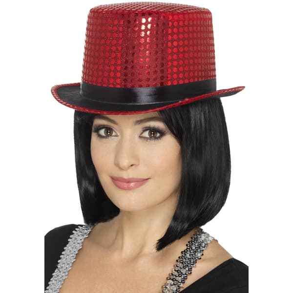 Smiffys Paljett Hög Hatt One Size Röd Red One Size