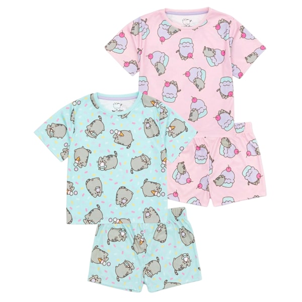 Pusheen Girls Cat Short Pyjama Set (2-pack) 13-14 år Blå Blue/Pink 13-14 Years