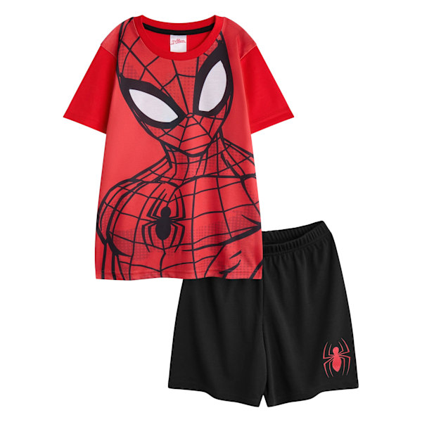 Spider-Man Pojkar Ansikte Kort Pyjamasset 5-6 År Röd/Svart Red/Black 5-6 Years