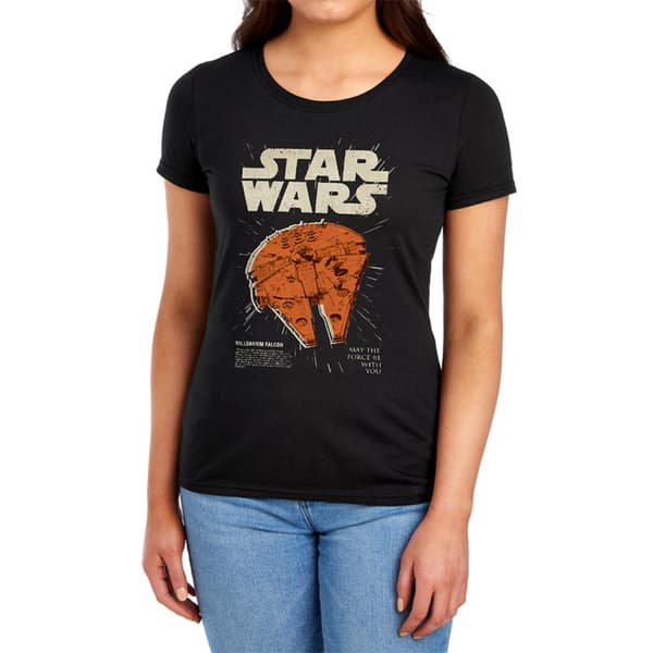 Star Wars Dam/Dam Millenium Falcon Retro Fitted T-Shirt S Black S