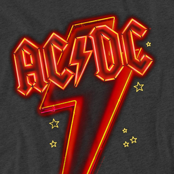 AC/DC Unisex Vuxen Neon Bolt T-Shirt L Kolgrå Charcoal L