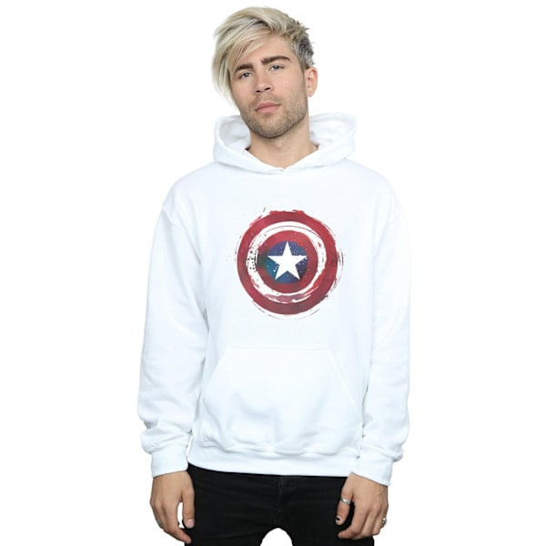 Marvel Herr Captain America Splatter Shield Hoodie 5XL Vit White 5XL