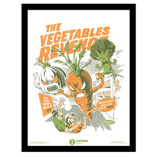 Ilustrata Eat Your Vegetables Inramad Affisch 40cm x 30cm Vit/O White/Orange/Green 40cm x 30cm