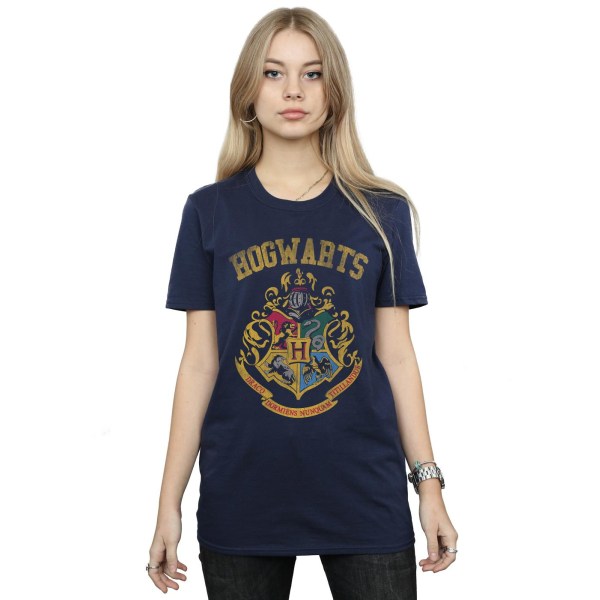 Harry Potter Dam/Damer Hogwarts Varsity Bomull Boyfriend T-Shirt Navy Blue XL
